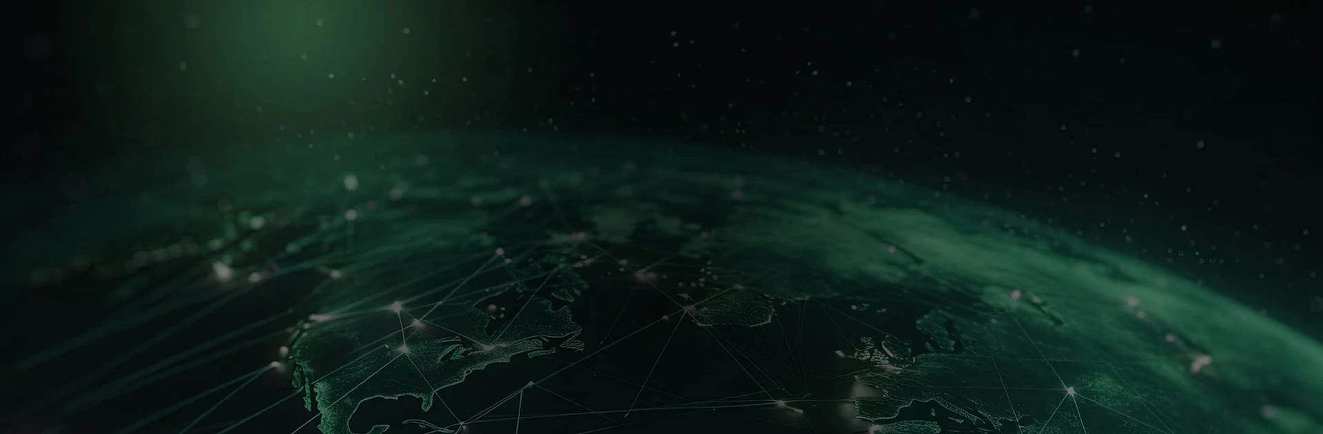 Globe with tech features in a green cast