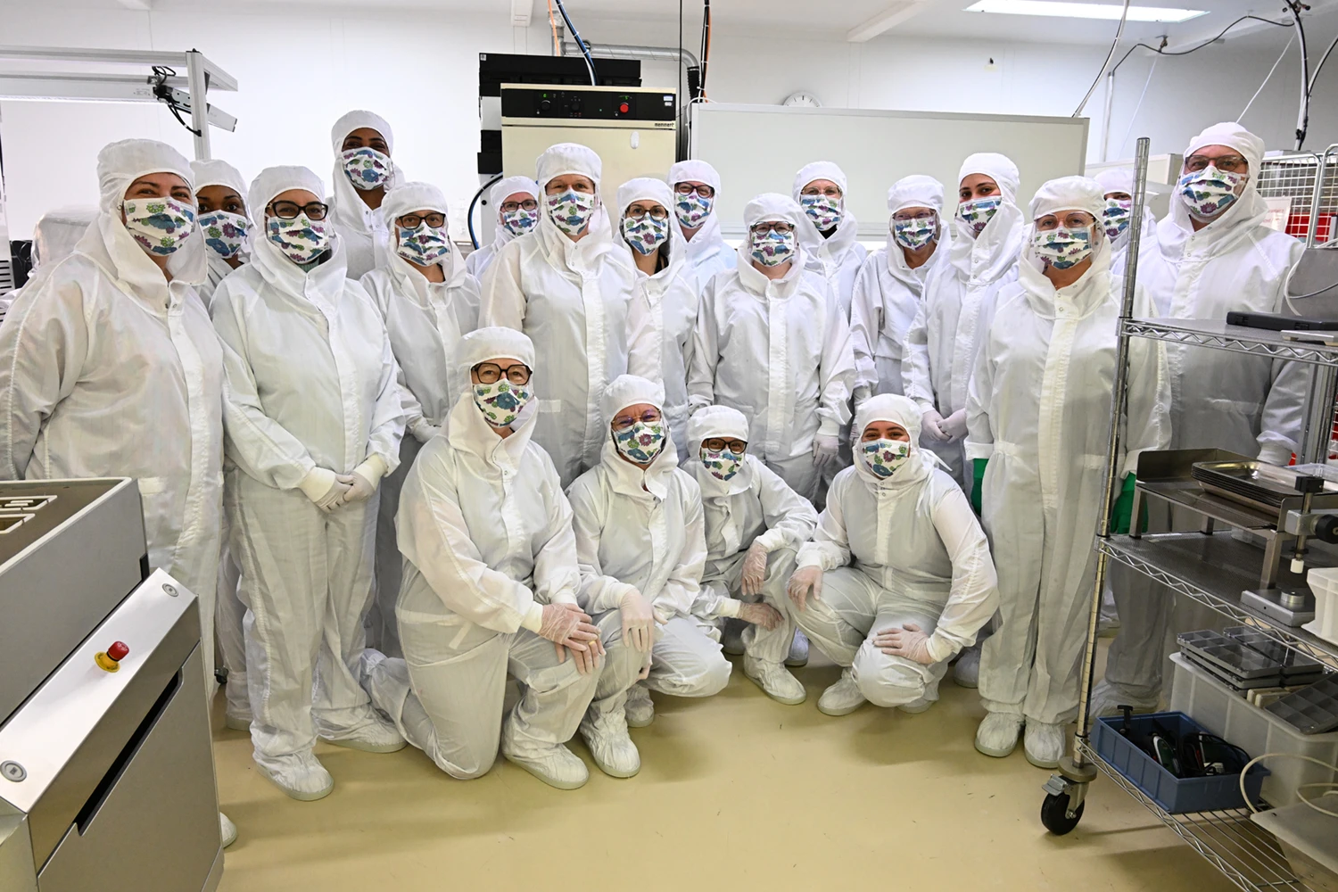 A group of people in clean suits