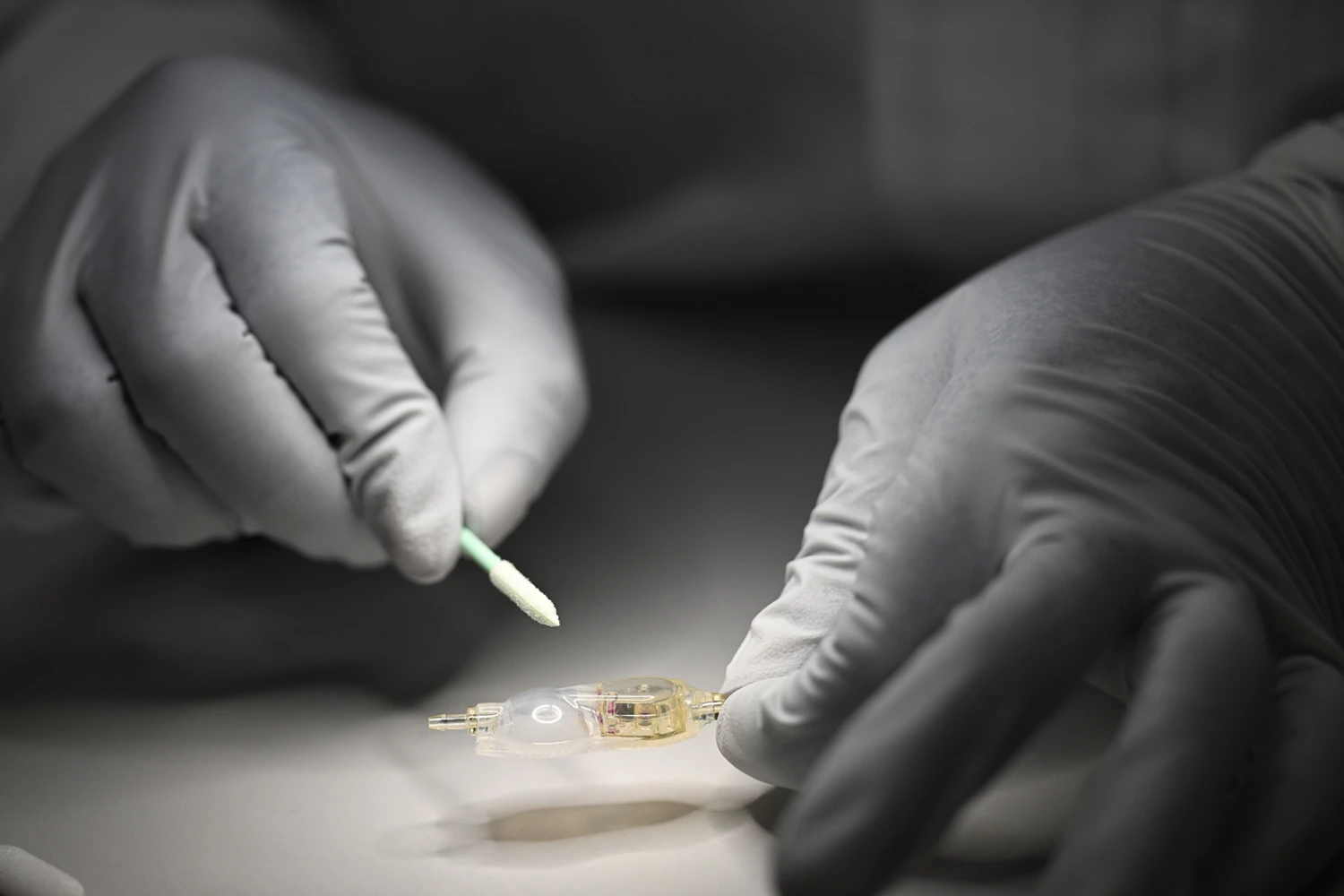 Doctor working with a medical tool