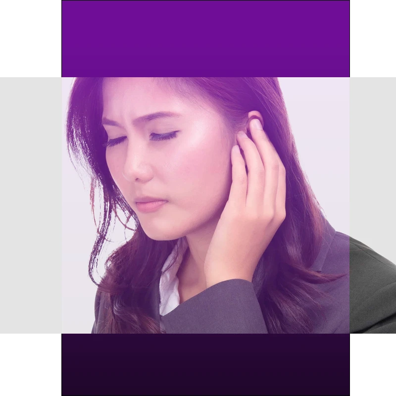 Woman holding her ear