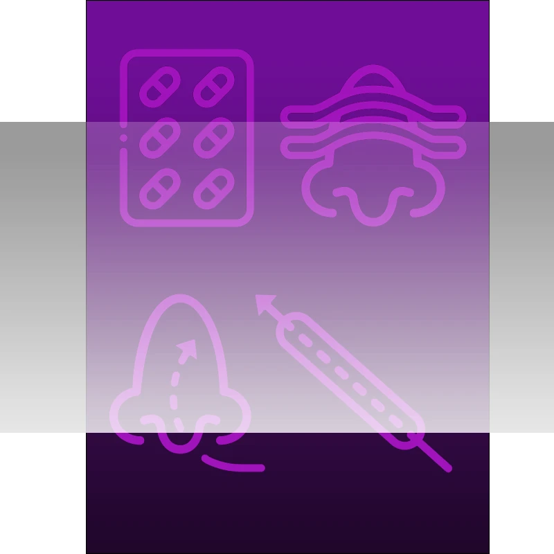 Icons representing nasal treatments